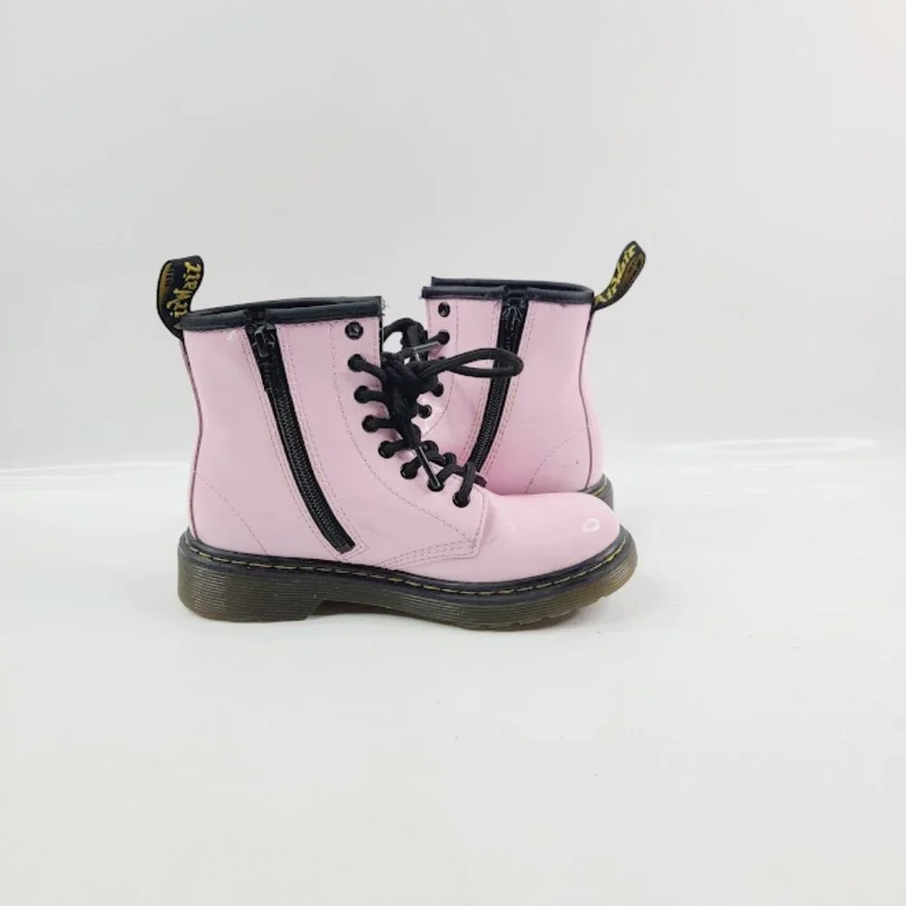 Dr. Martens Girl's Pink 1460 Leather Lace‎ Up Classic Ankle Moto Boot Size 1